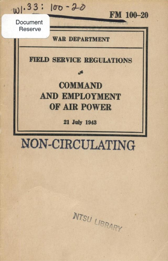  1943년판 공군력 지휘 및 운용의 원본 표지.  필자 제공